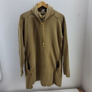 Vintage L*space Sweatshirt Womens Size SP Tan Long Sleeve Cowl Neck Tunic Pocket